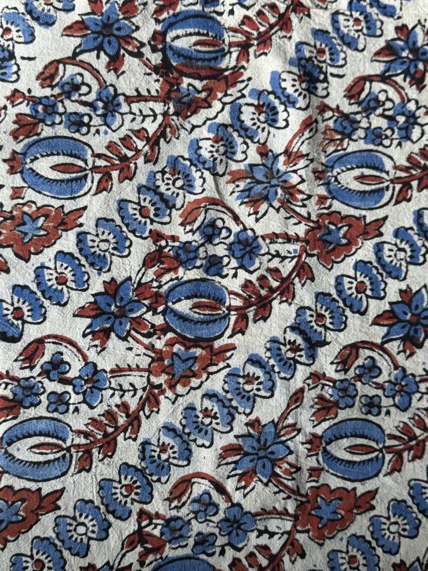 Red and blue block print