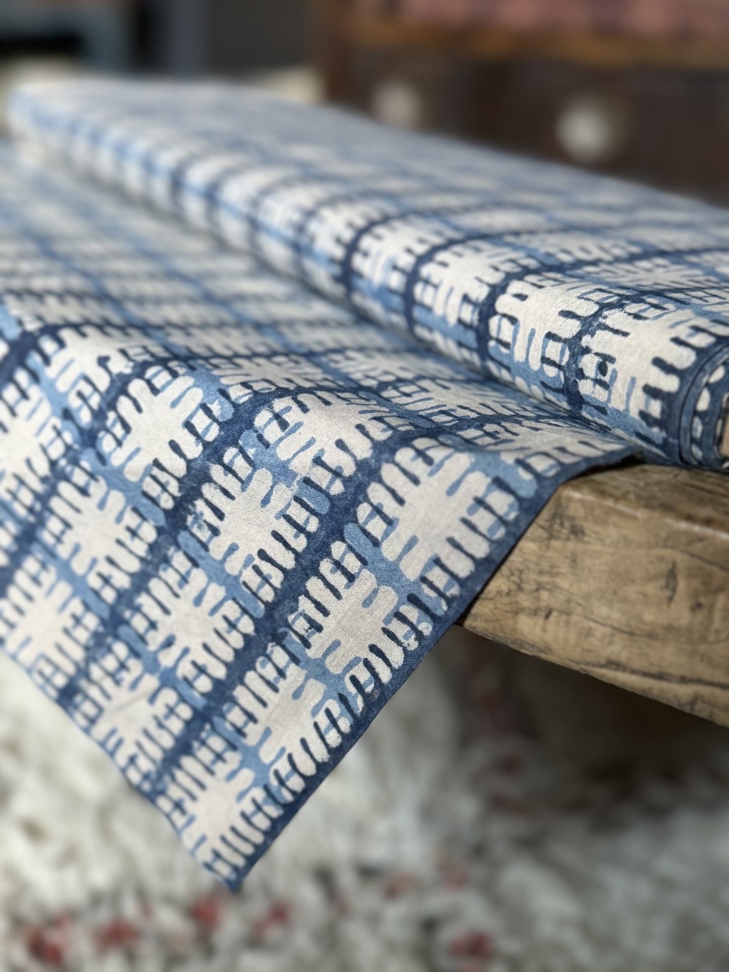 Blue plaid block print