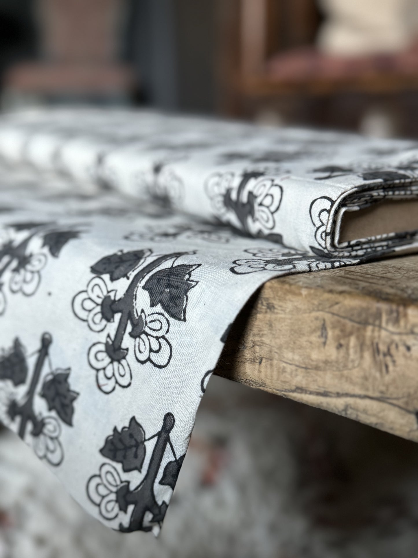 Grey and cream block print