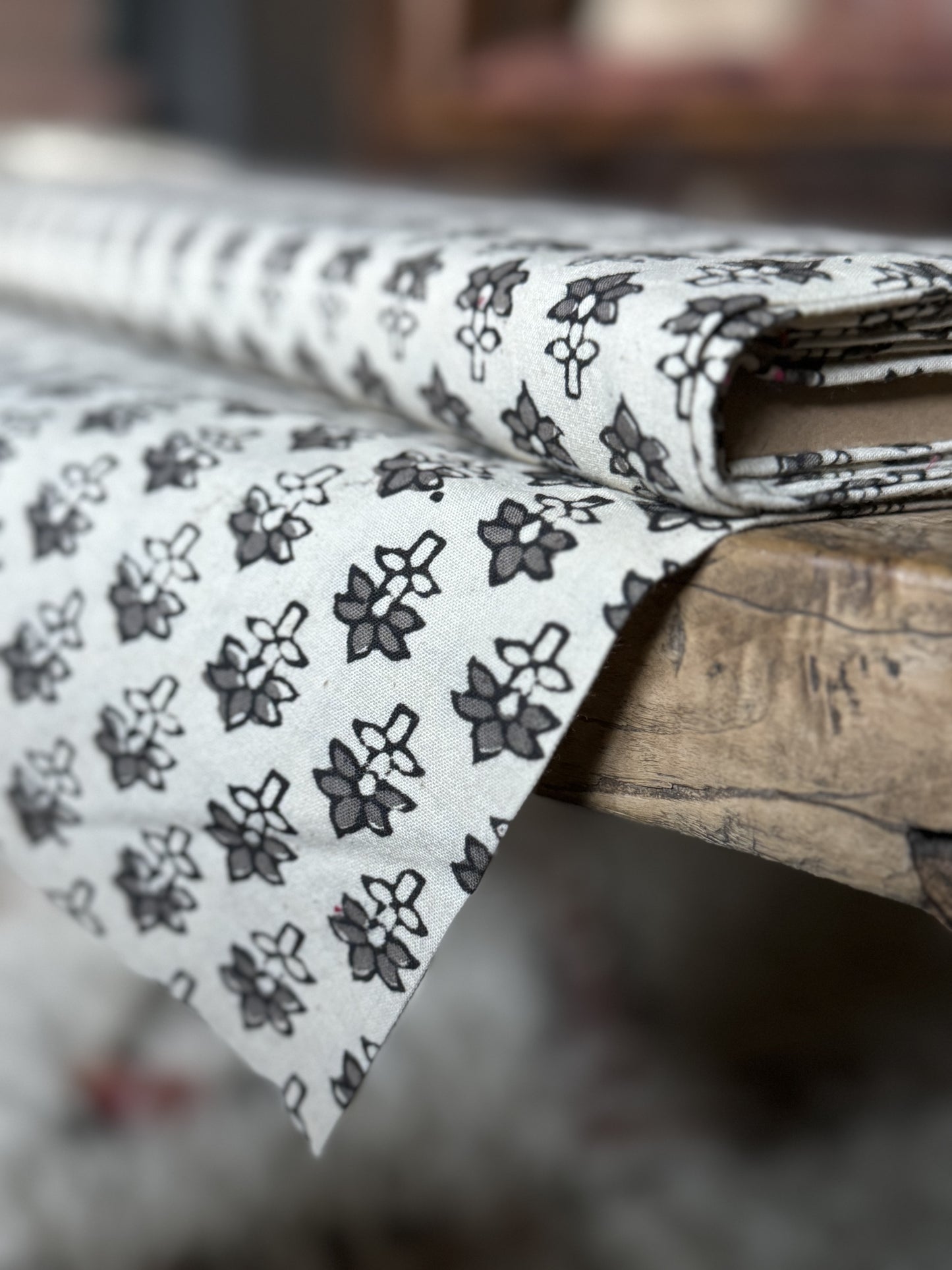 Grey and cream block print