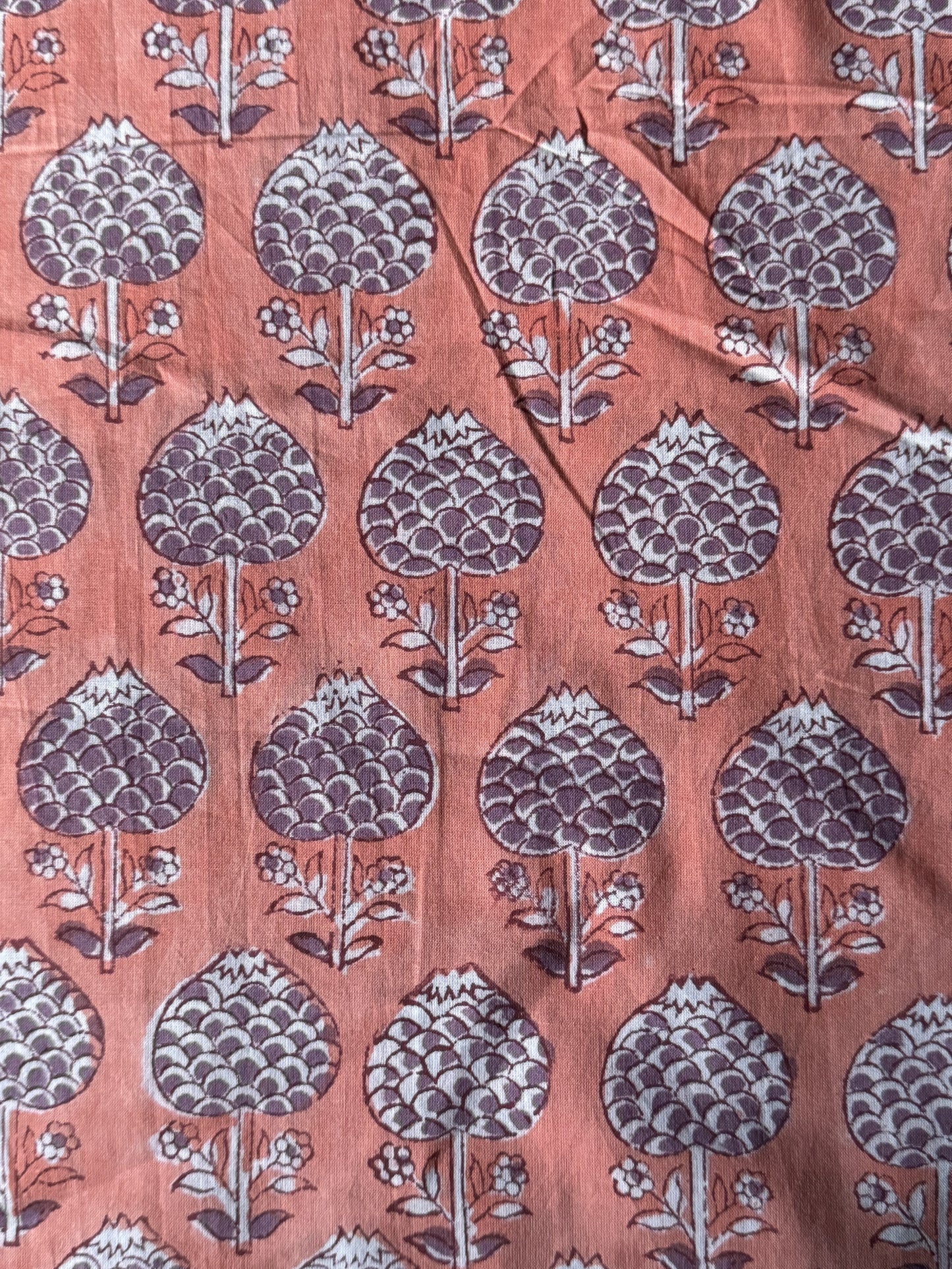 Peach and lavender block print