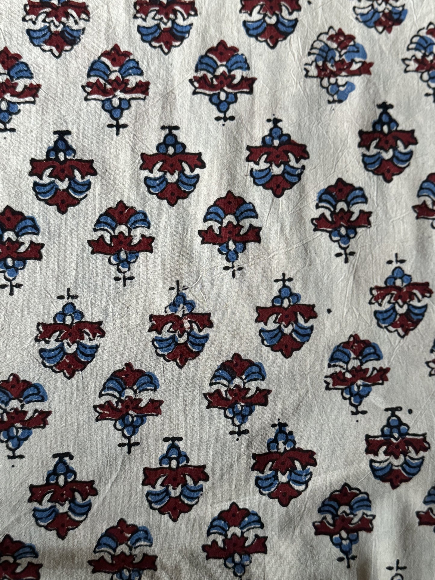 Red and blue with cream background