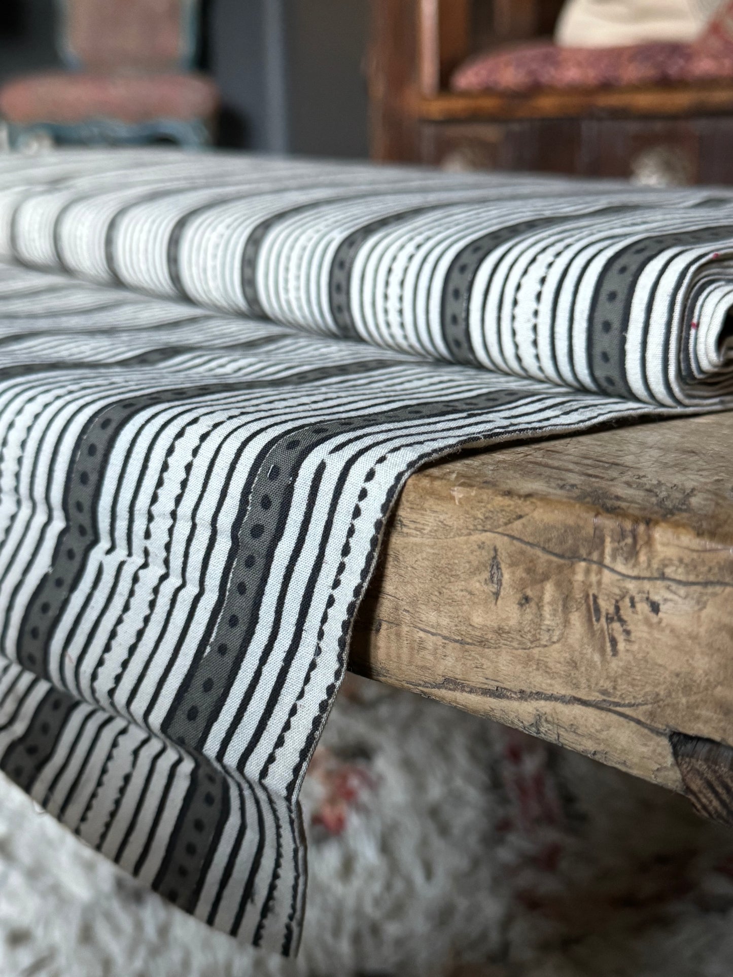 Grey, black and cream stripe