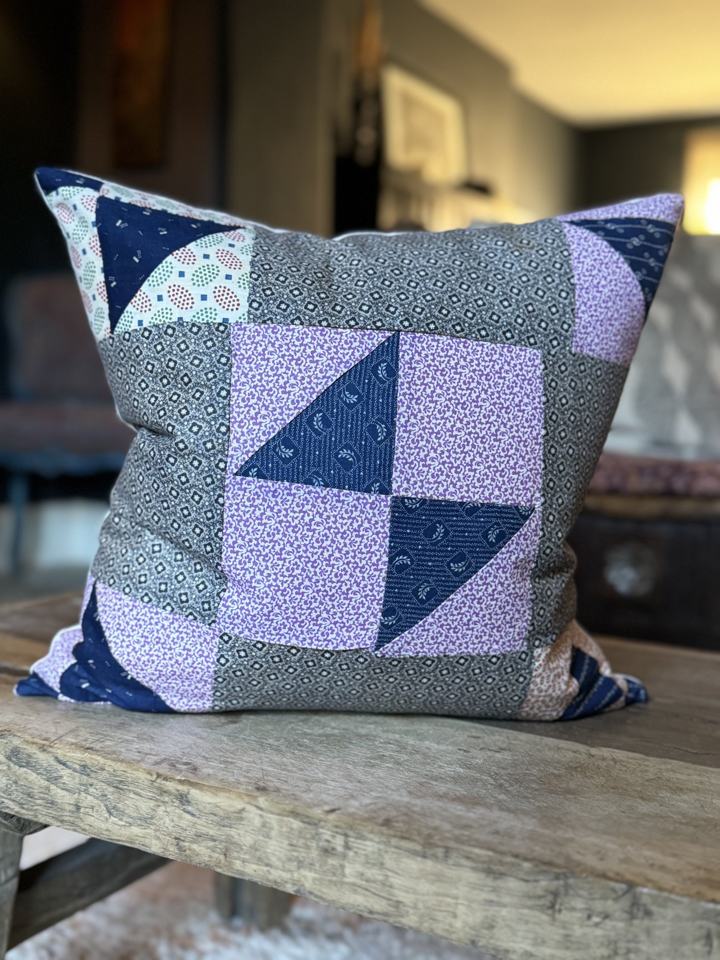 Vintage patchwork cushion