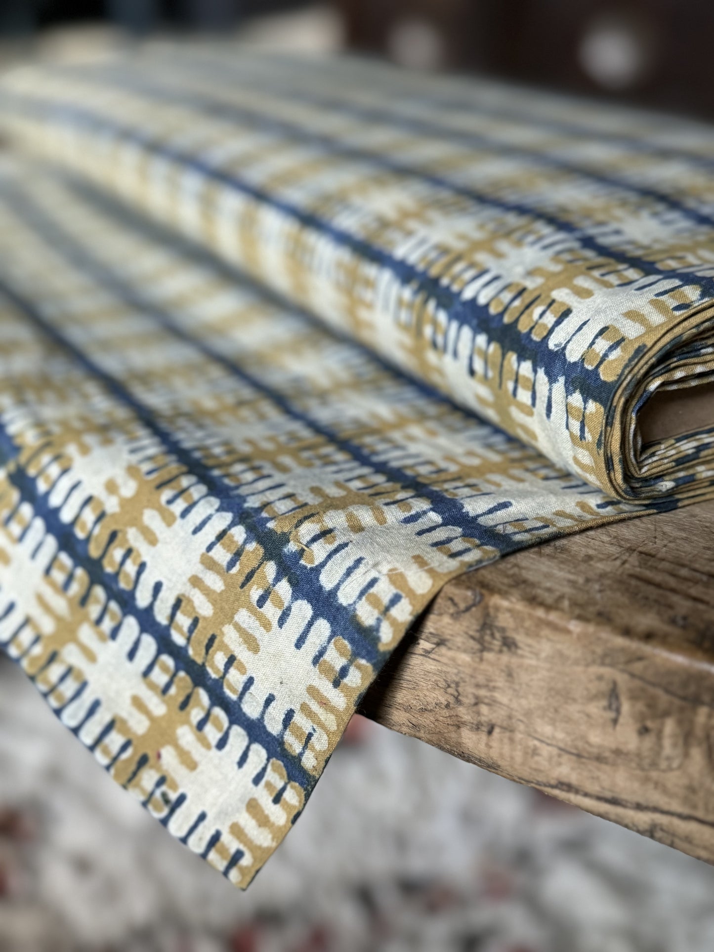 Blue and ochre plaid