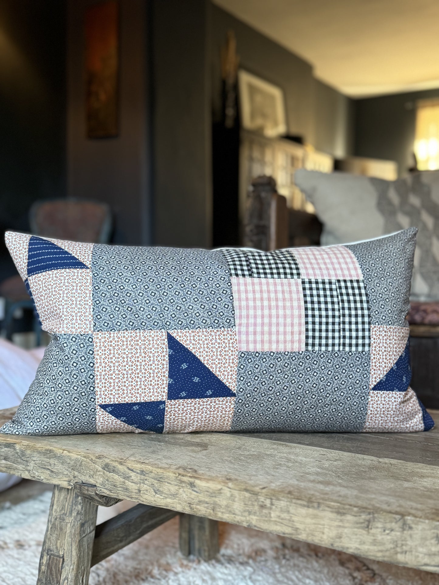 Vintage patchwork cushion